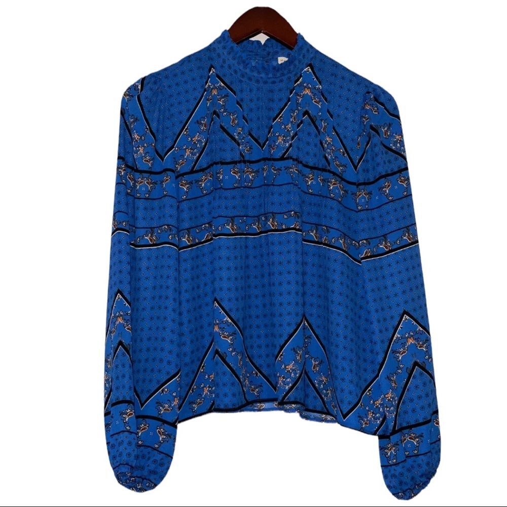 Maison d’Amélie Blue Paisley Blouse sz S